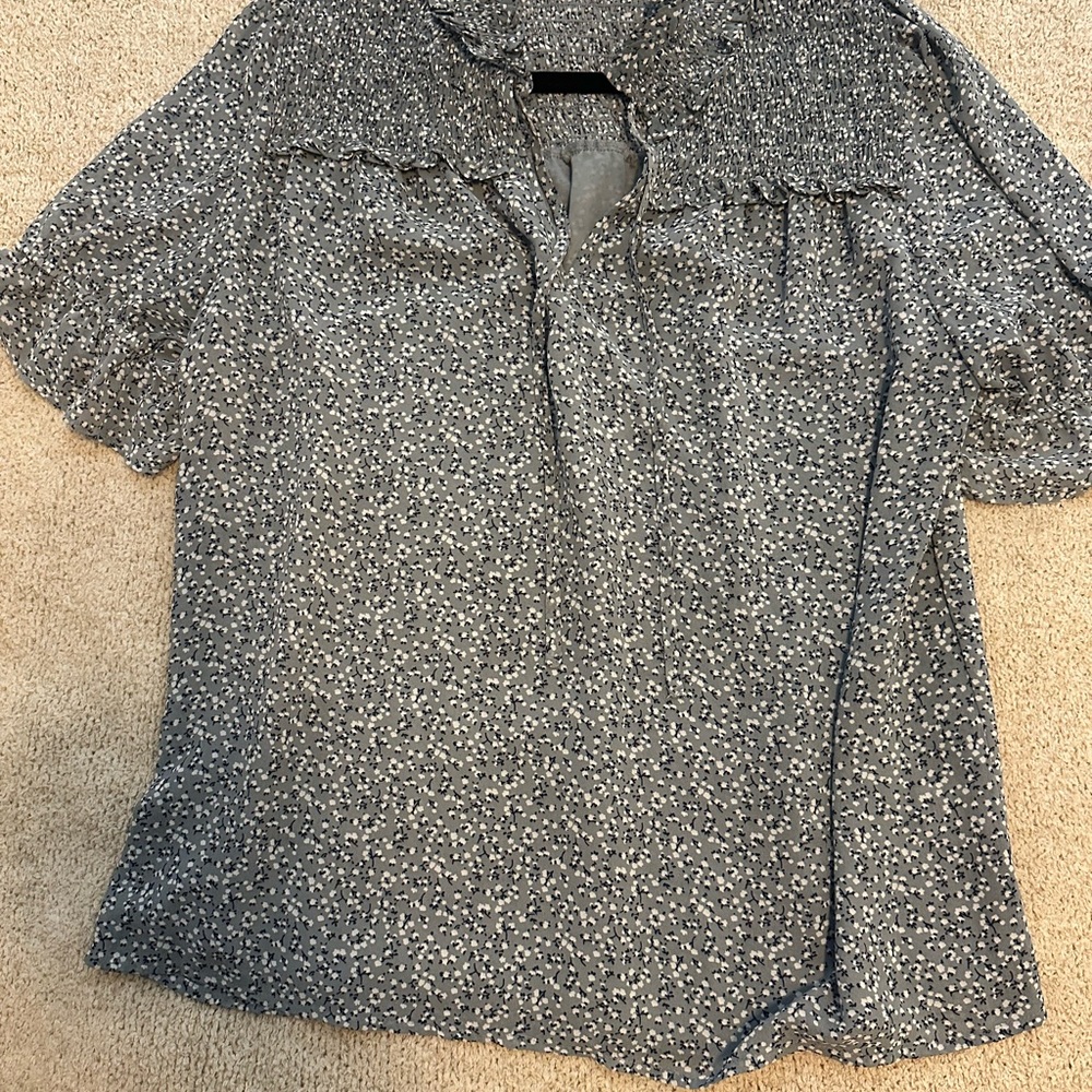 Pleione Women's Patterned Blue Blouse